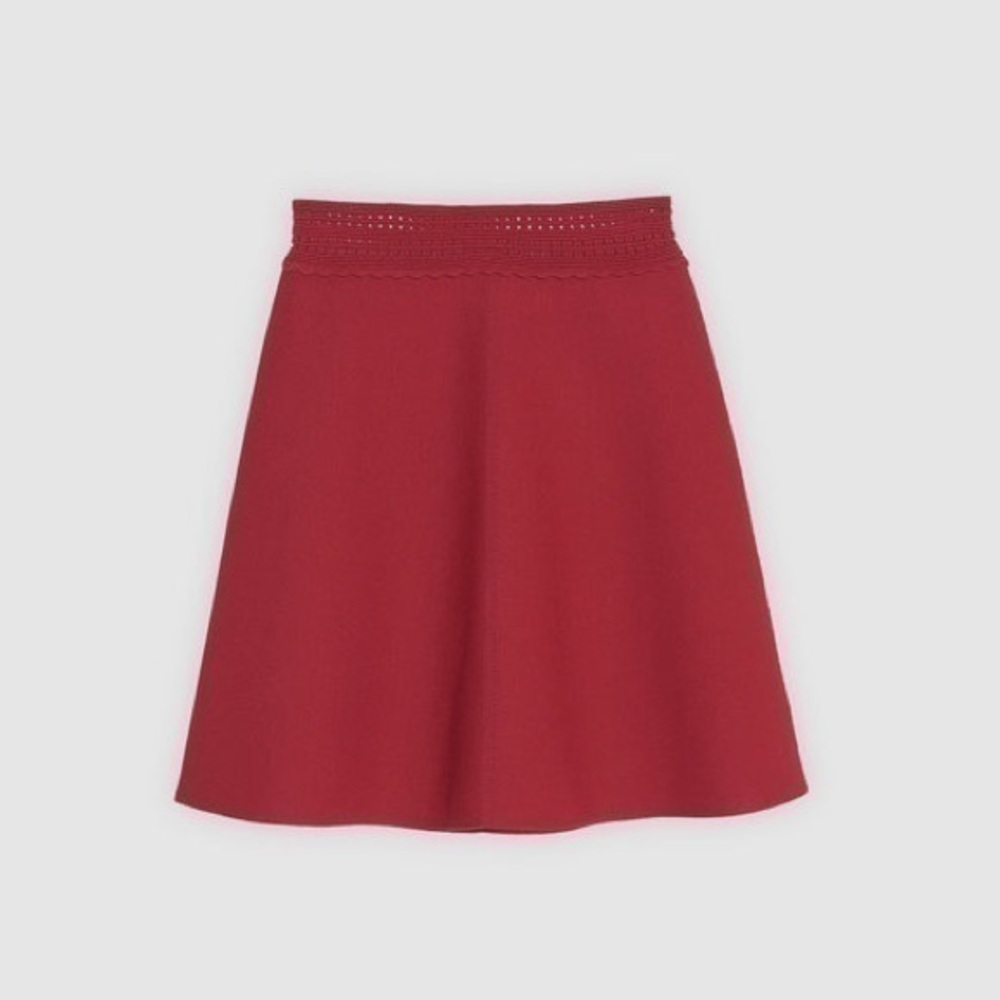 NWOT Sandro Pointelle-Trimmed Knitted Mini Skirt in Red Size 1 (XS)